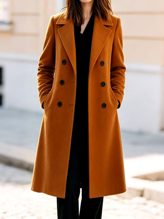 Chastity - Women’s Notched Lapel Wool Long Coat 4