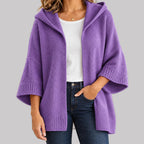 Cher - Women's Hooded Knit Cardigan with Wide Sleeves