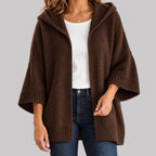 Cher - Women's Hooded Knit Cardigan with Wide Sleeves
