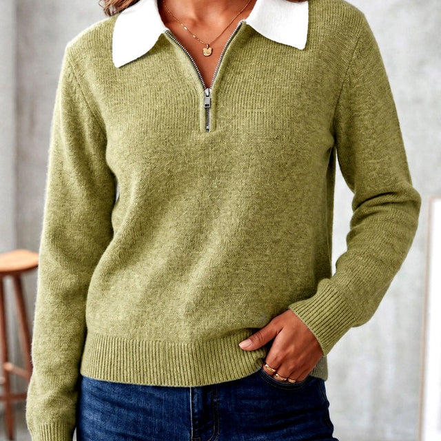 Cheryl - Women’s Half-Zip Polo Collar Knit Sweater 3