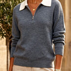 Cheryl - Women’s Half-Zip Polo Collar Knit Sweater 4