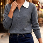 Cheryl - Women’s Half-Zip Polo Collar Knit Sweater 5