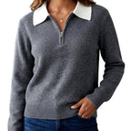 Cheryl - Women’s Half-Zip Polo Collar Knit Sweater 7