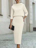 Clarissa - Women's Boat-Neck Cropped Top and Skirt Set