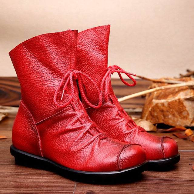 Cornelia - Women’s Leather Lug Sole Ankle Boots 6
