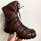 Cornelia - Women’s Leather Lug Sole Ankle Boots 7