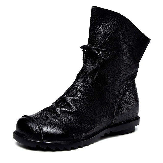 Cornelia - Women’s Leather Lug Sole Ankle Boots 8