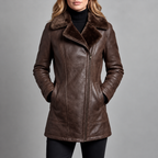 Davina - Women's Faux Leather Faux Fur Lapel Jacket