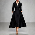 Delia - Women's Collared Button-Front A-Line Dress