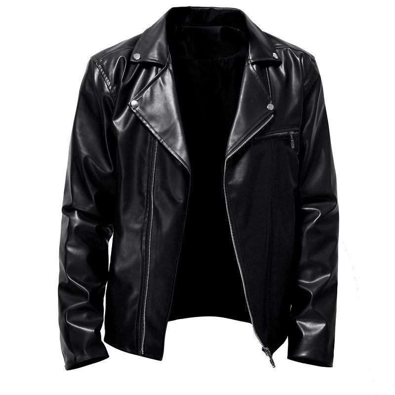 Diego - Men's Zip-Up Faux Leather Moto Jacket 2