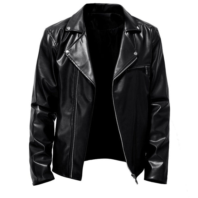 Diego - Men's Zip-Up Faux Leather Moto Jacket 2