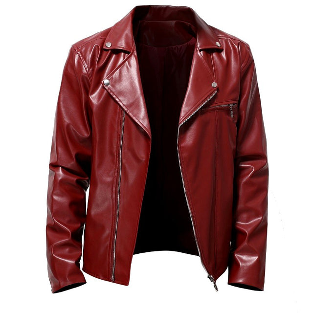 Diego - Men's Zip-Up Faux Leather Moto Jacket 3