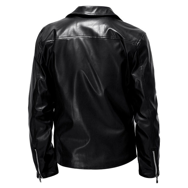 Diego - Men's Zip-Up Faux Leather Moto Jacket 5
