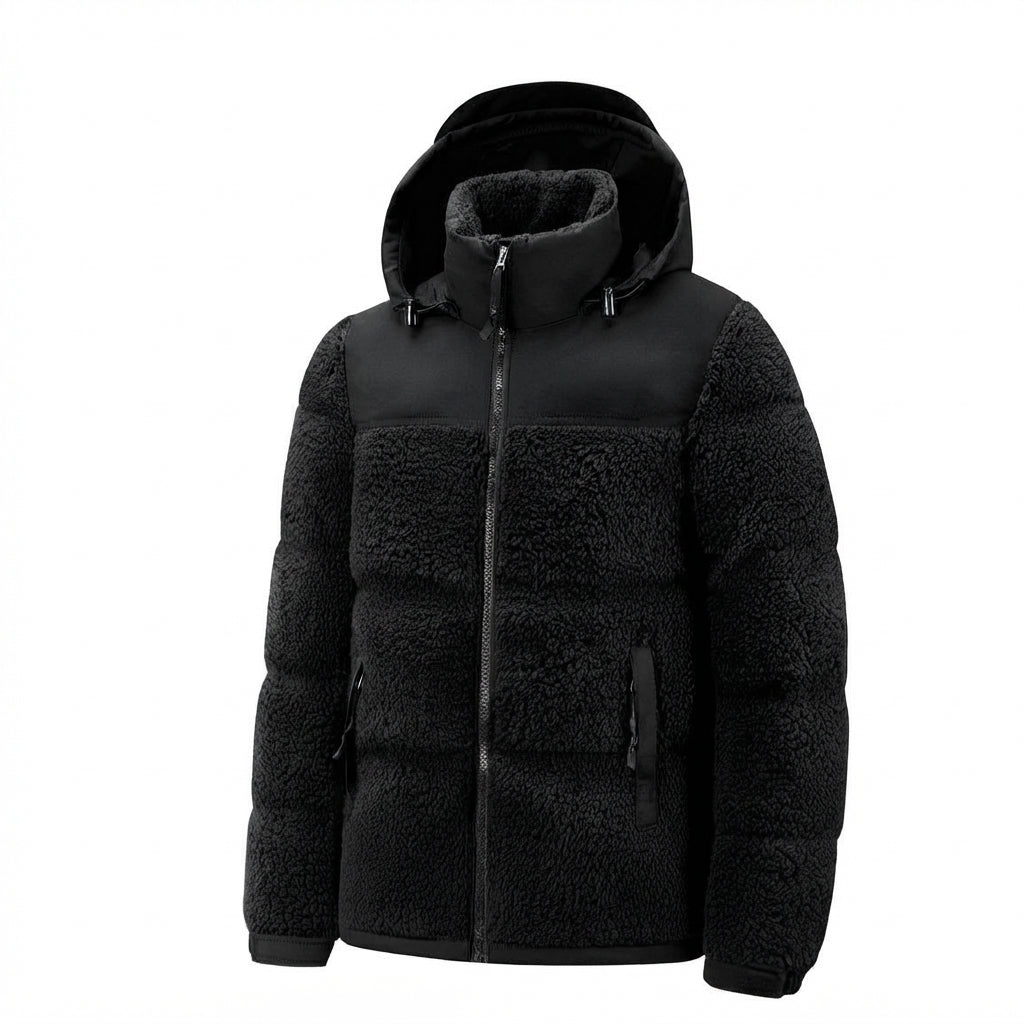 Elias - Men's Textured Fleece Zip Front Puffer Jacket