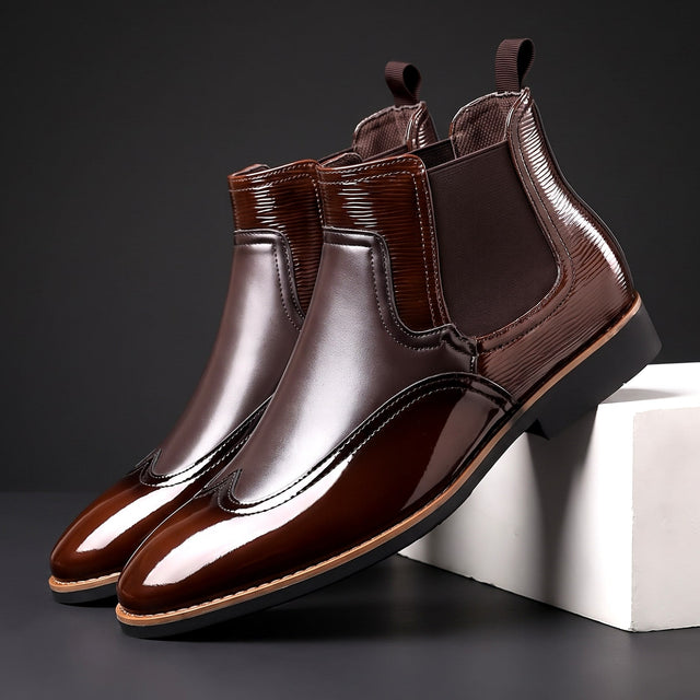 Elijah - Men's Patent Chelsea Boots 