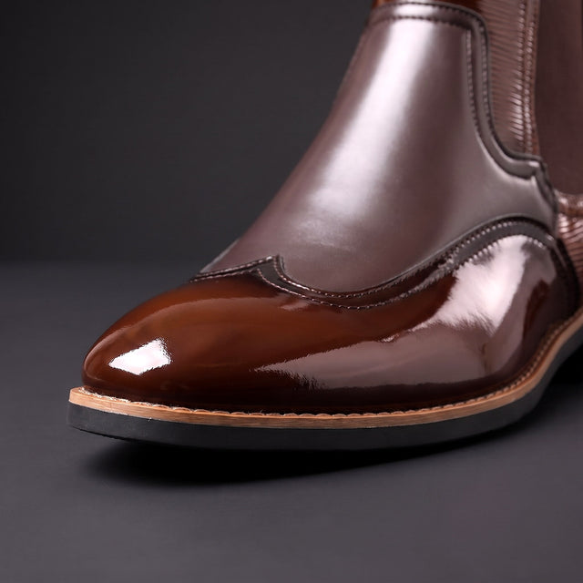 Elijah - Men's Patent Chelsea Boots 