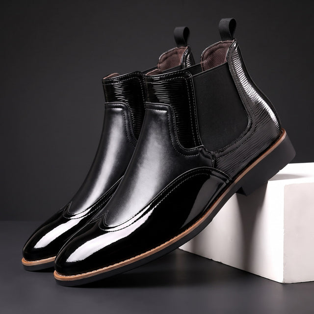 Elijah - Men's Patent Chelsea Boots 