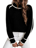 Elora - Women's Ribbed Trim Crew Neck Knit Sweater 4