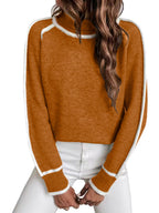 Elora - Women's Ribbed Trim Crew Neck Knit Sweater 5