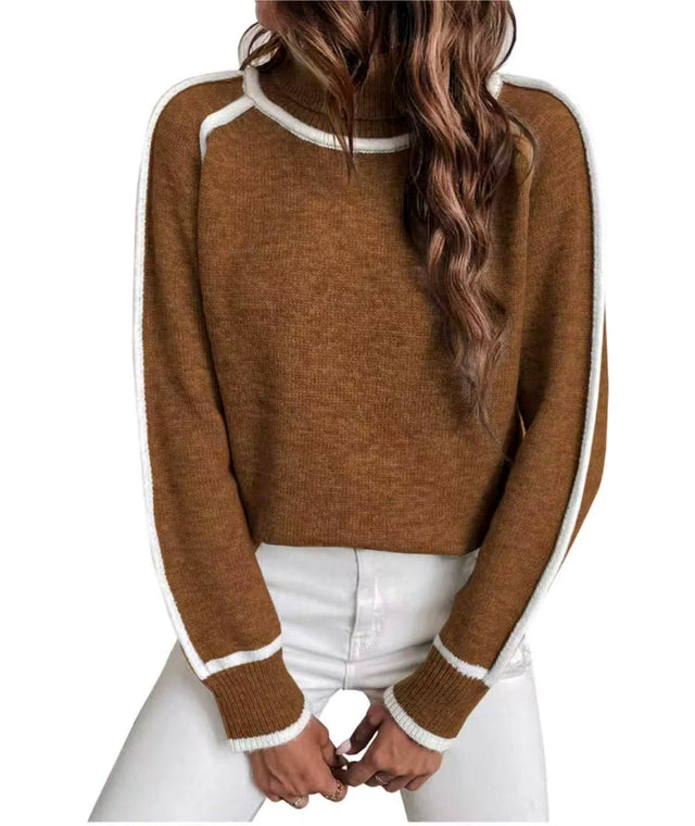 Elora - Women's Ribbed Trim Crew Neck Knit Sweater 6