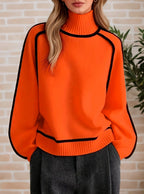 Emery - Women's Turtleneck Knit Sweater with Contrast Trim 5