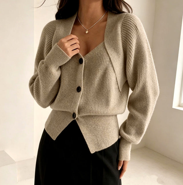 Emily - Women's Relaxed Fit Knit Cardigan with Shawl Collar 3