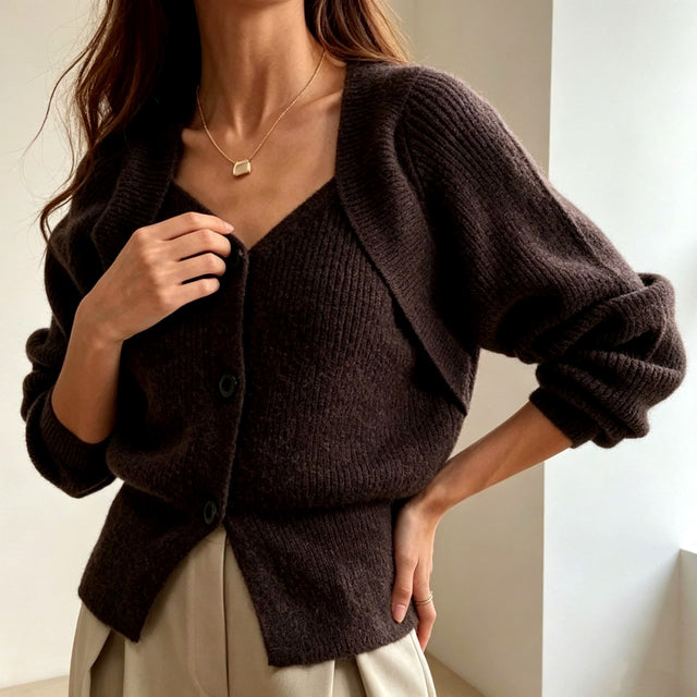 Emily - Women's Relaxed Fit Knit Cardigan with Shawl Collar 4