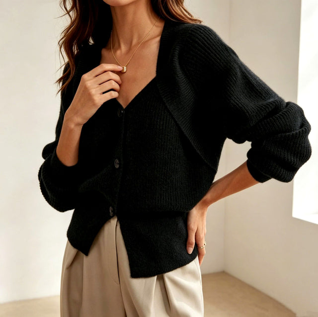 Emily - Women's Relaxed Fit Knit Cardigan with Shawl Collar 6
