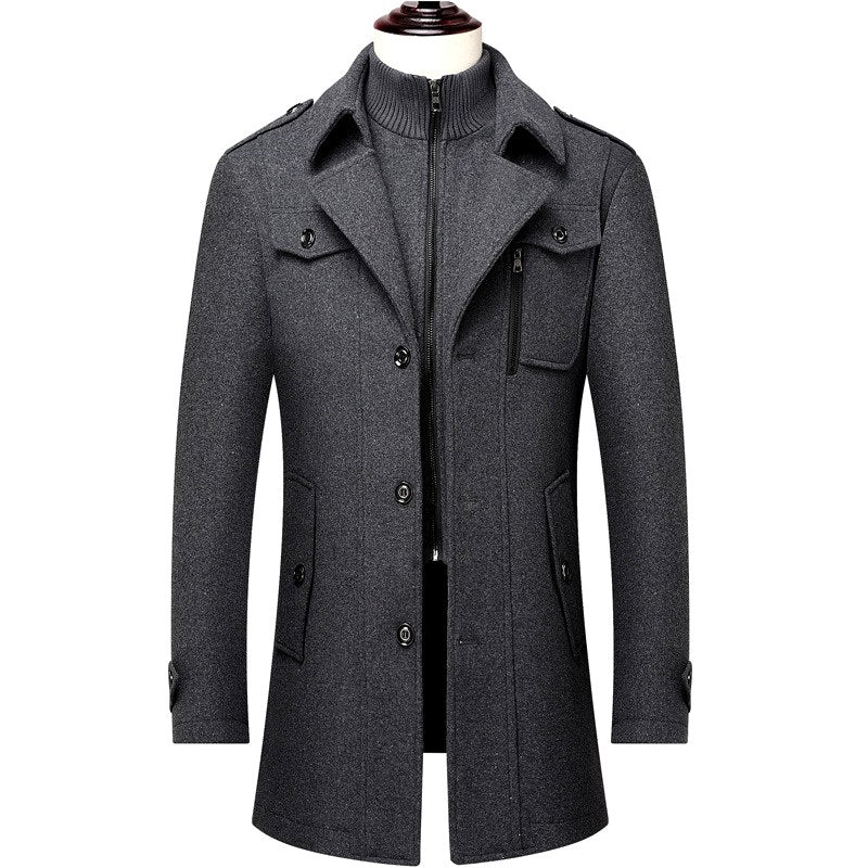 Frederick - Men's Layered Collar Wool Blend Trench Coat 2
