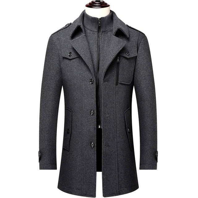 Frederick - Men's Layered Collar Wool Blend Trench Coat 2