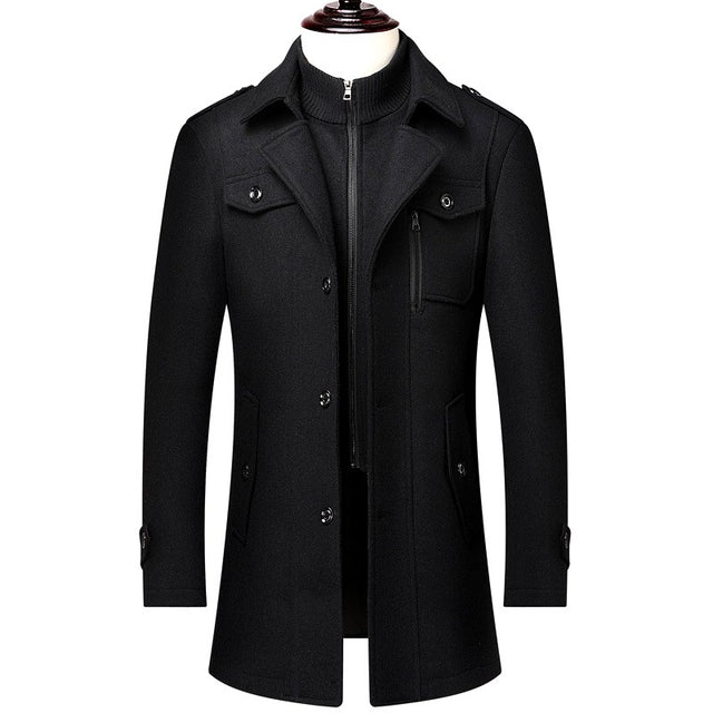 Frederick - Men's Layered Collar Wool Blend Trench Coat 3