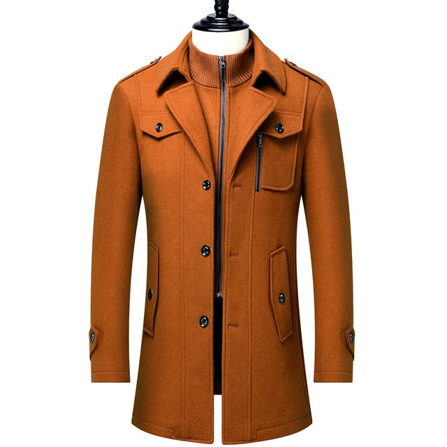 Frederick - Men's Layered Collar Wool Blend Trench Coat 4