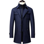 Frederick - Men's Layered Collar Wool Blend Trench Coat 5