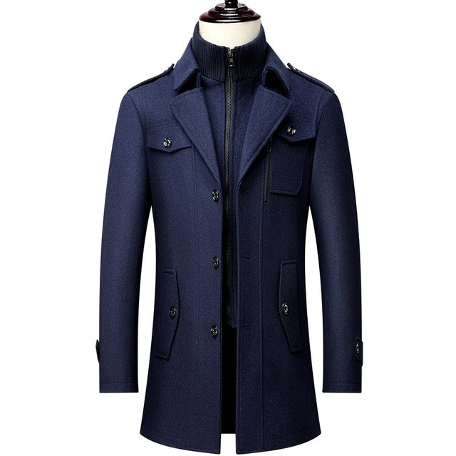 Frederick - Men's Layered Collar Wool Blend Trench Coat 5