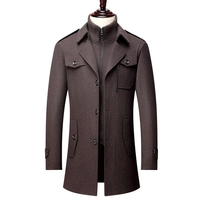 Frederick - Men's Layered Collar Wool Blend Trench Coat 6