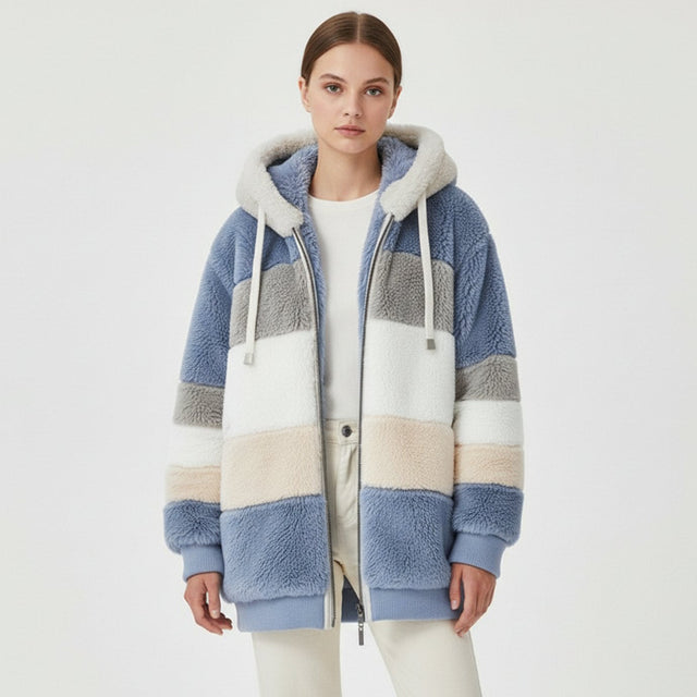 Frieda - Women's Oversized Hooded Fleece Jacket with Drawstring
