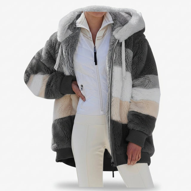 Frieda - Women's Oversized Hooded Fleece Jacket with Drawstring