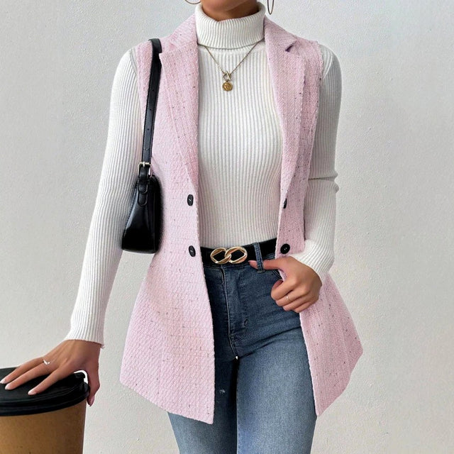 Hannah - Women's Notched Lapel Sleeveless Tailored Vest 5