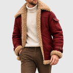Hayes - Men's Suede Aviator Jacket with Shearling Collar