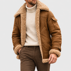 Hayes - Men's Suede Aviator Jacket with Shearling Collar