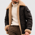 Hayes - Men's Suede Aviator Jacket with Shearling Collar