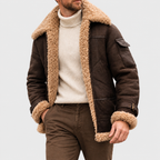 Hayes - Men's Suede Aviator Jacket with Shearling Collar