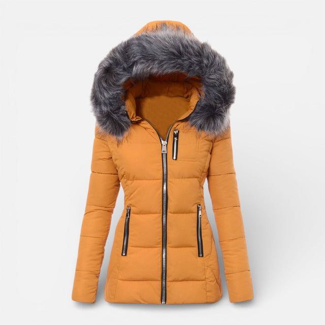 Heidi - Women's Quilted Puffer Jacket with Faux Fur Hood
