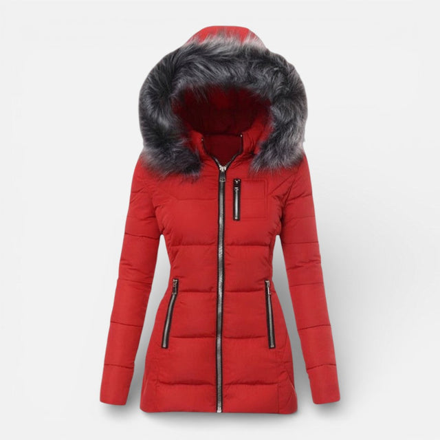Heidi - Women's Quilted Puffer Jacket with Faux Fur Hood