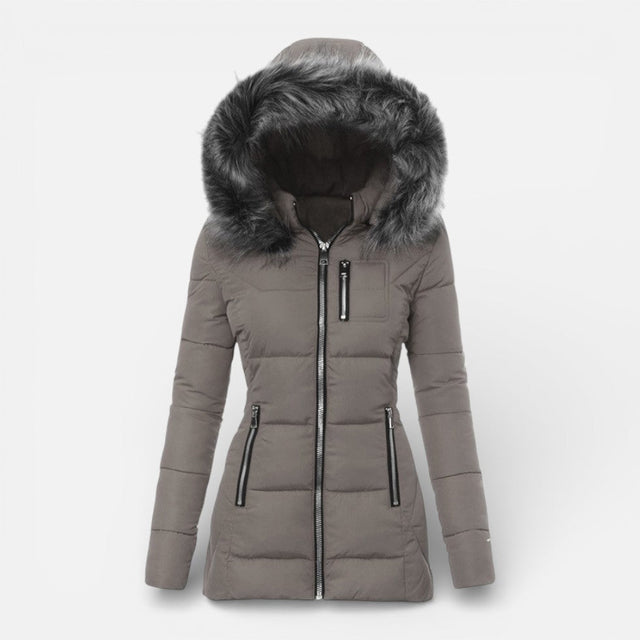 Heidi - Women's Quilted Puffer Jacket with Faux Fur Hood