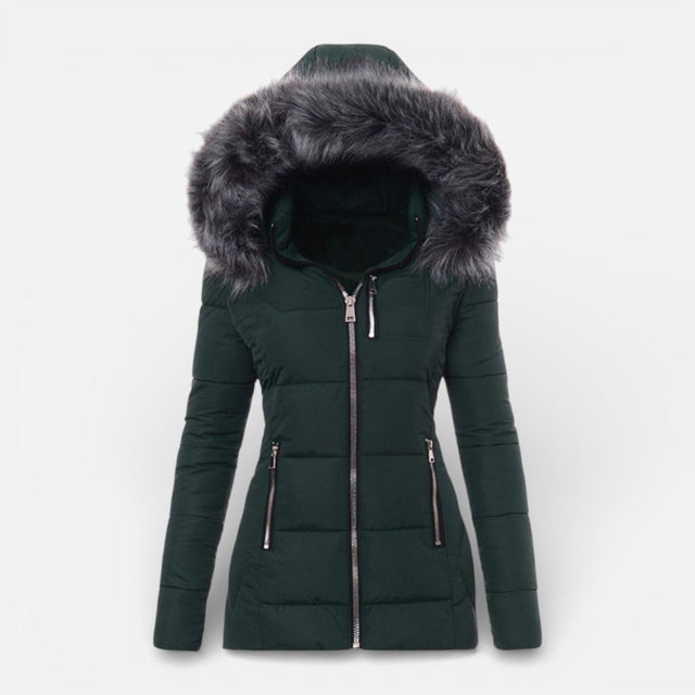 Heidi - Women's Quilted Puffer Jacket with Faux Fur Hood