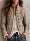 Helena - Women's Embroidered Stand Collar Blazer