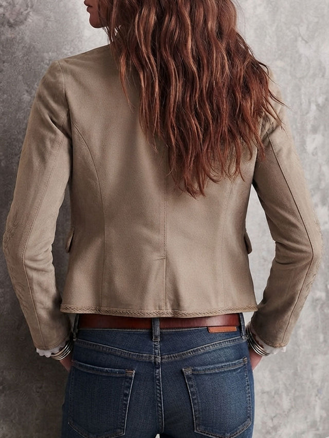 Helena - Women's Embroidered Stand Collar Blazer