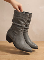 Iris - Women's Slouch Ankle Boots with Block Heel