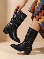 Iris - Women's Slouch Ankle Boots with Block Heel